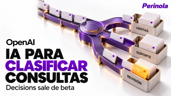 Mensajes distribuidos entre bandejas de ventas, soporte y revisión con el titular IA para clasificar consultas