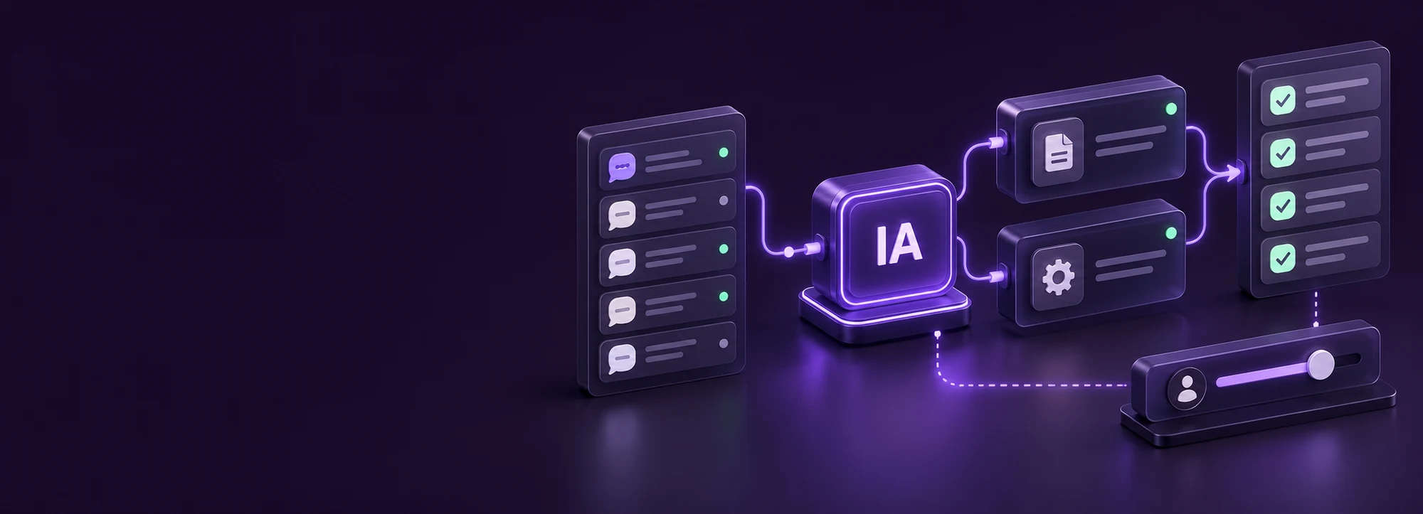 Visualización conceptual de automatización de procesos empresariales con agentes de IA