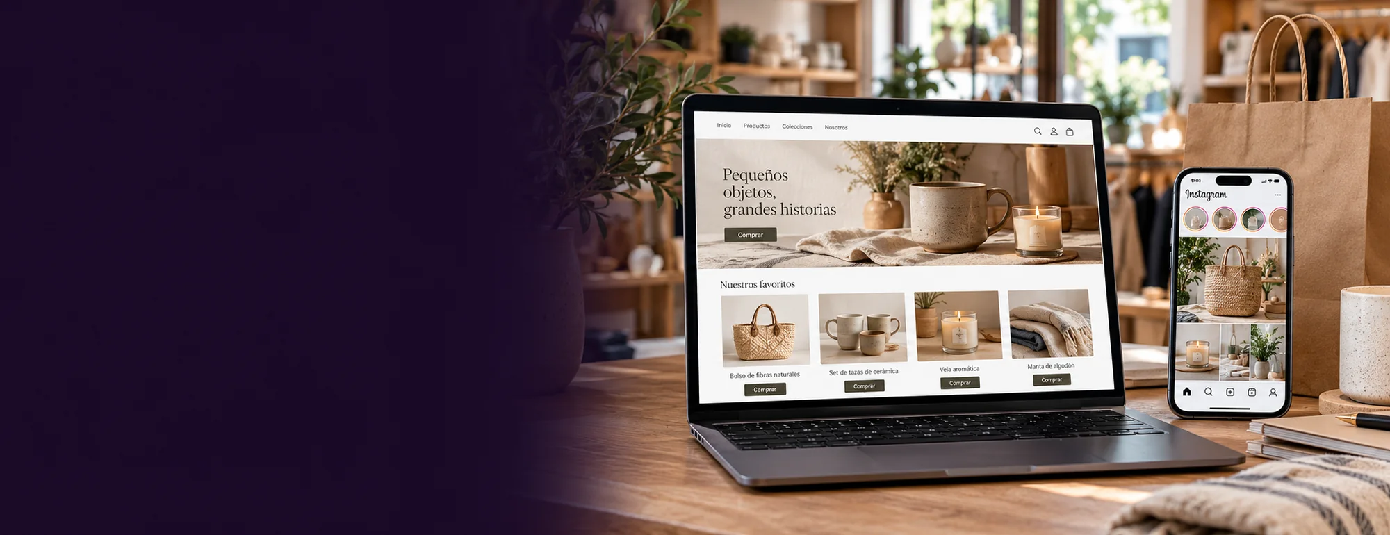Ejemplo visual de marketing para comercios y cadenas: pantallas y contexto profesional del servicio