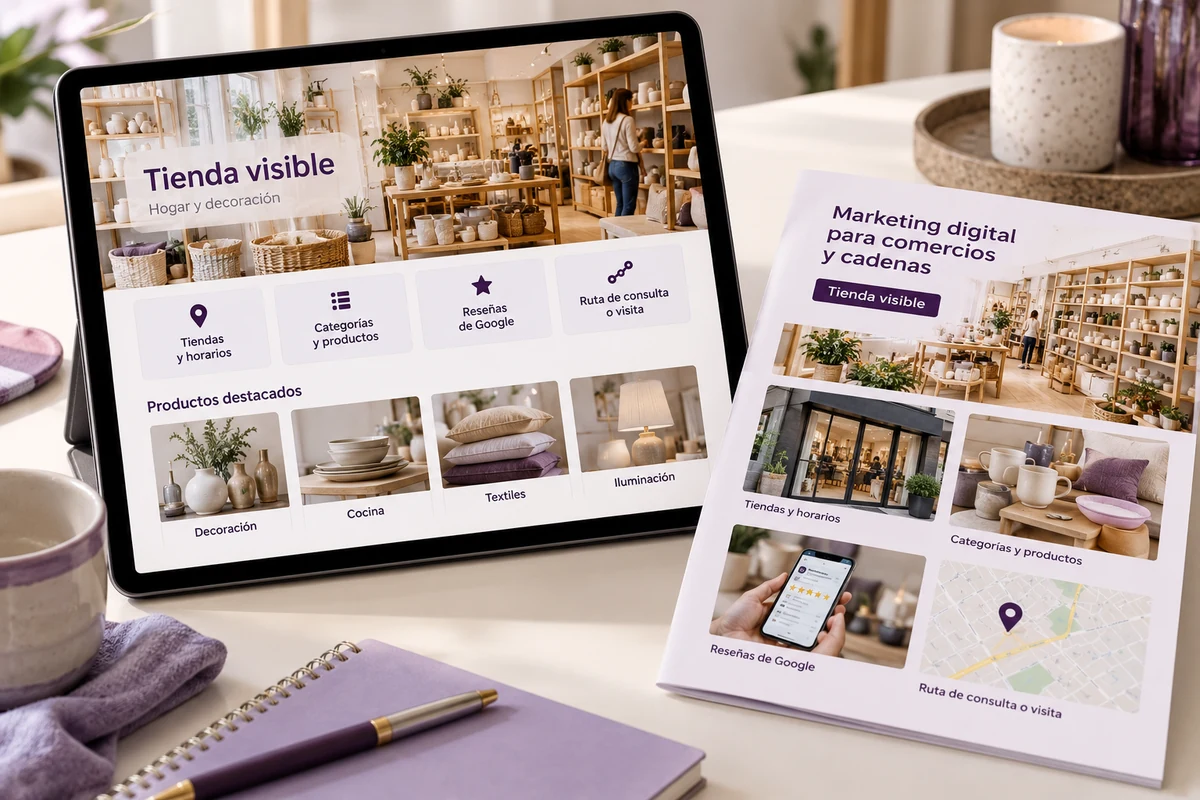 Mockup conceptual de tienda visible para marketing digital para comercios y cadenas