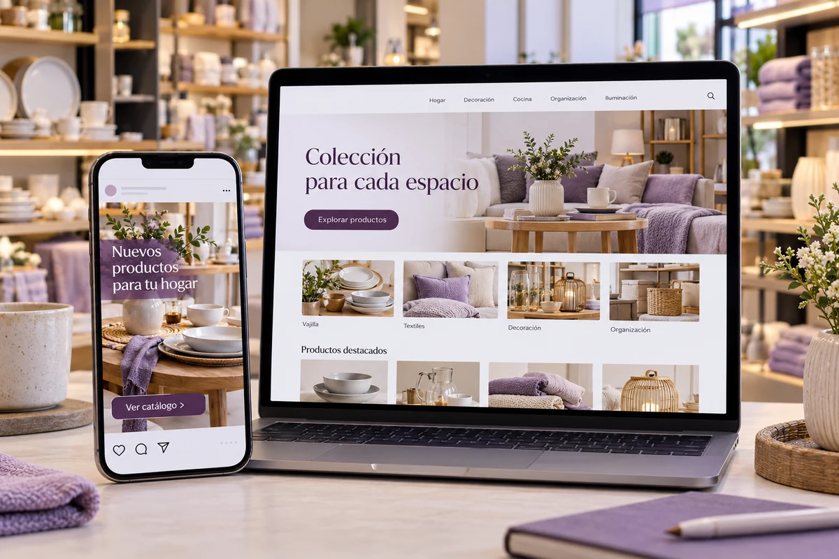 Mockup conceptual de campaña de productos para marketing digital para comercios y cadenas