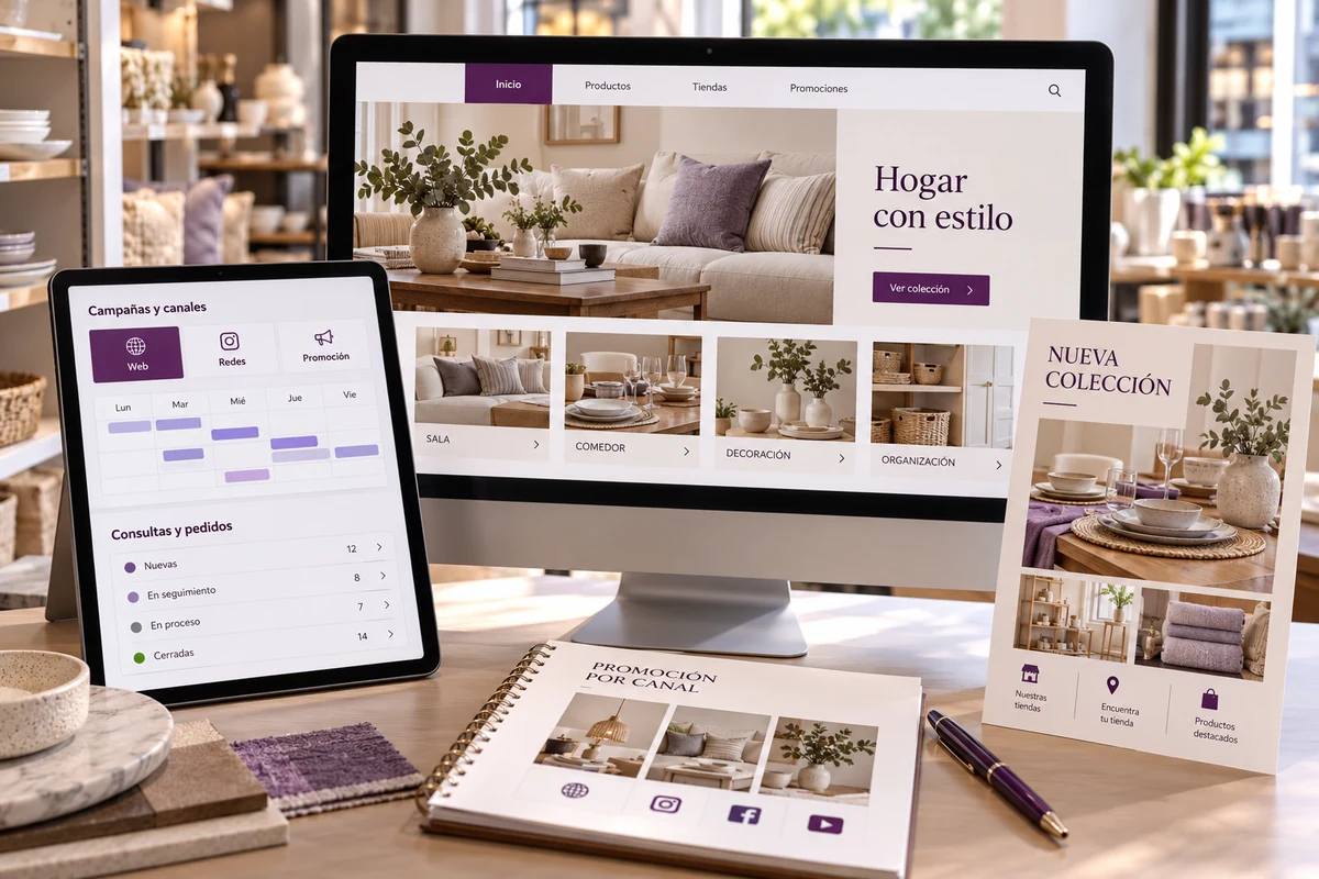 Mockup conceptual de comercio coordinado para marketing digital para comercios y cadenas