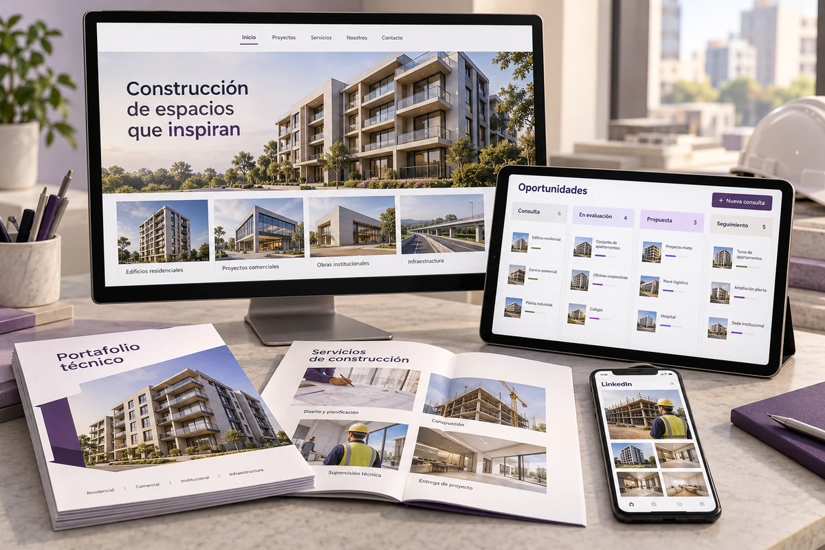 Mockup conceptual de desarrollo comercial para marketing digital para constructoras