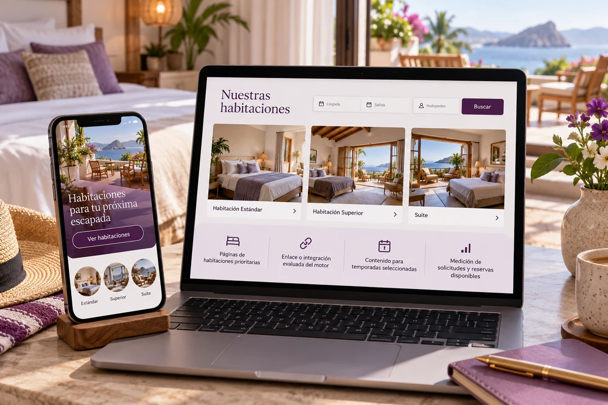 Mockup conceptual de reserva directa para marketing digital para hoteles y posadas