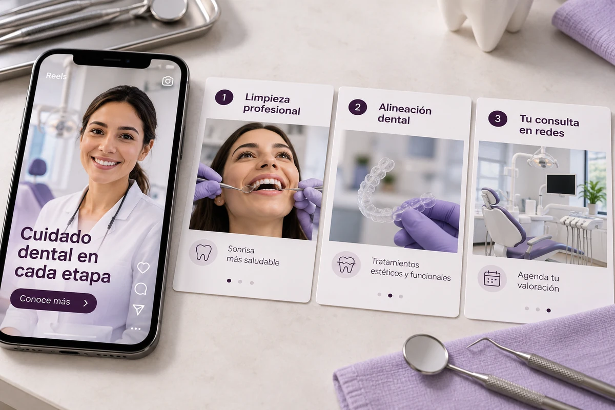 Mockup conceptual de contenido para consultas para redes sociales para clínicas dentales