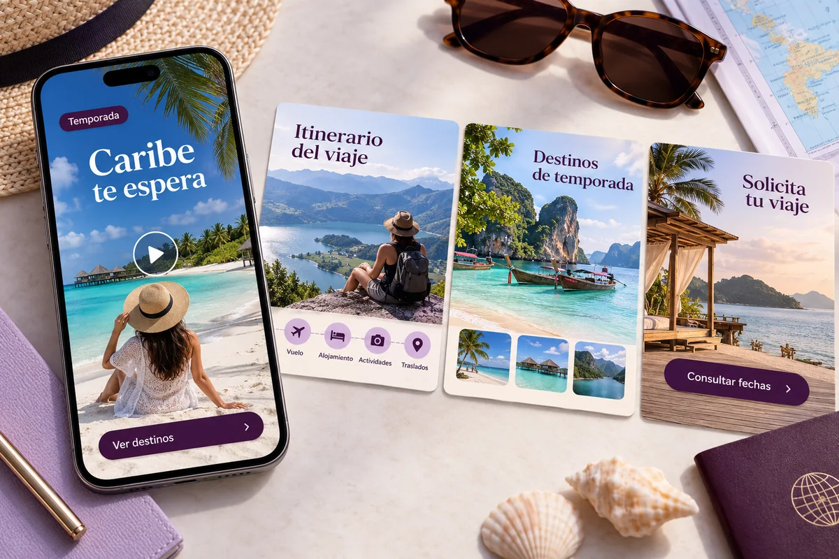 Mockup conceptual de contenido de temporada para redes sociales para agencias de viajes