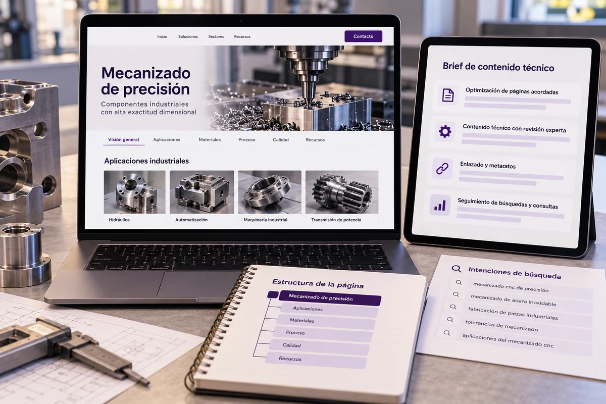 Mockup conceptual de seo por línea de negocio para seo para empresas industriales