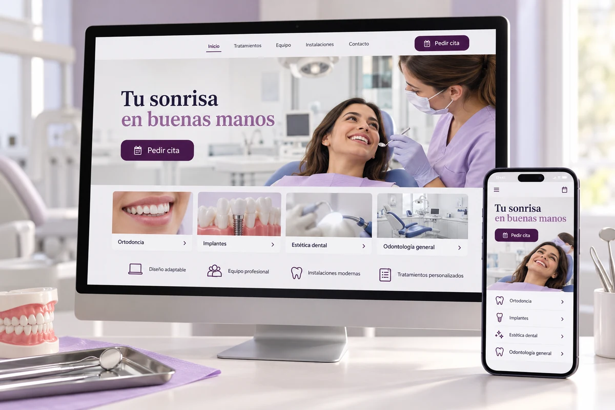 Mockup conceptual de web de la clínica para diseño web para clínicas dentales