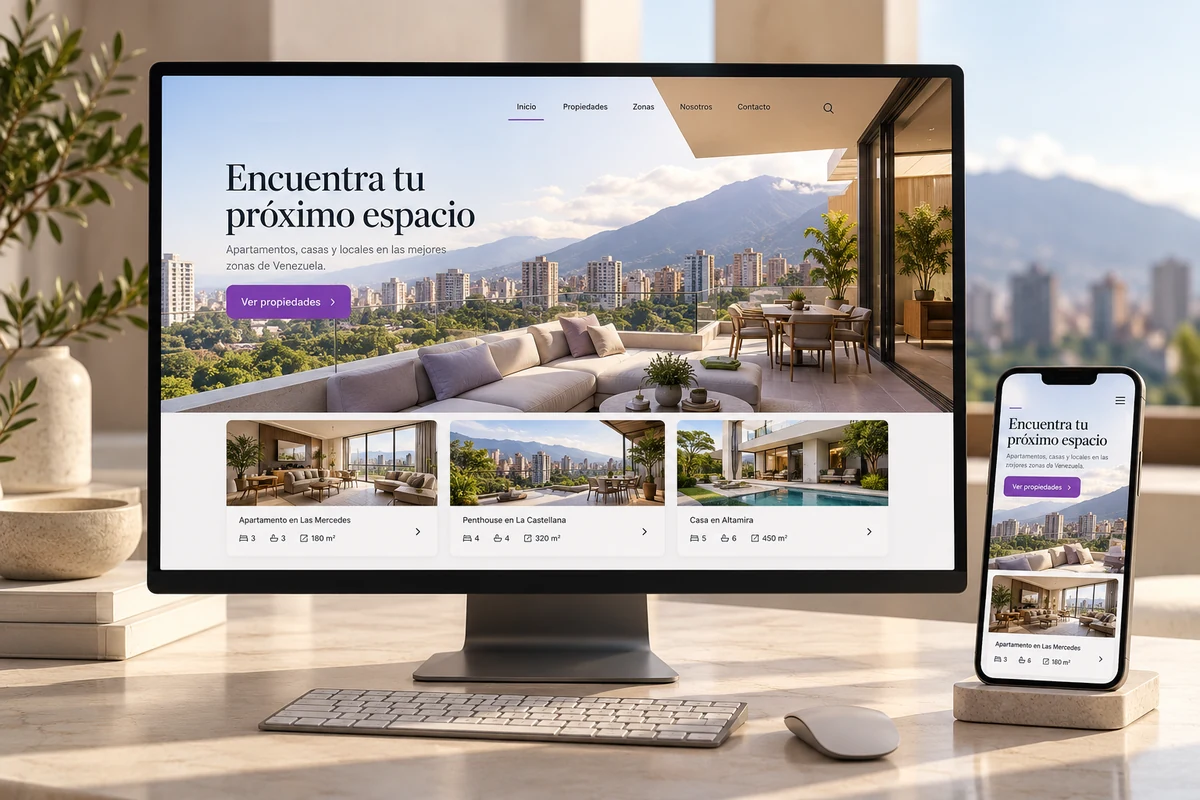 Mockup conceptual de web inmobiliaria para diseño web para inmobiliarias